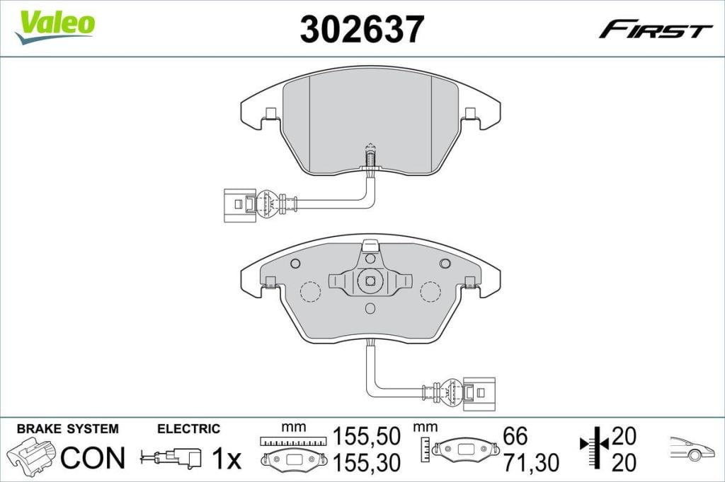 Jogo de 4 pastilhas de travão VALEO ref. 302637